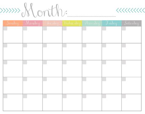 Monthly Calendar {FREE Printable}