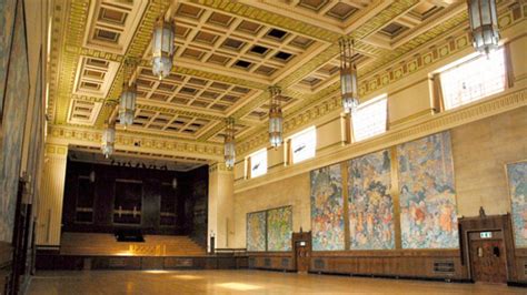 Panels unveiled at Swansea's Brangwyn Hall after revamp - BBC News