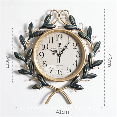 Wrought Iron Wall Clock Elegant 16/20 Inch Oversized Glass Silent