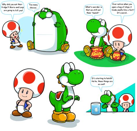 Hey, it's Yoshi and Toad by Nintendrawer on deviantART