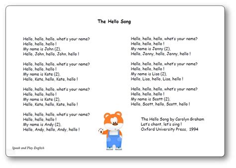 The Hello Song by Carolyn Graham - Song with Lyrics in English and in ...