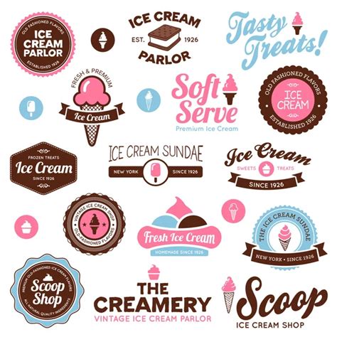 Collection of vintage retro ice cream labels, badges and icons — Stock ...