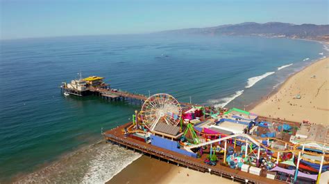 Aerial View Of Santa Monica Pier In Santa Stock Footage SBV-337707379 ...