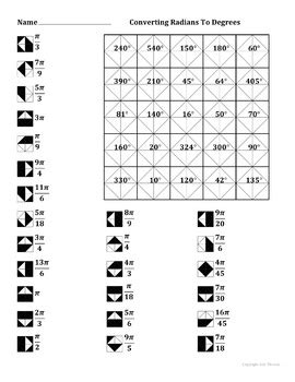 Converting Radians To Degrees Color Worksheet by Aric Thomas | TpT