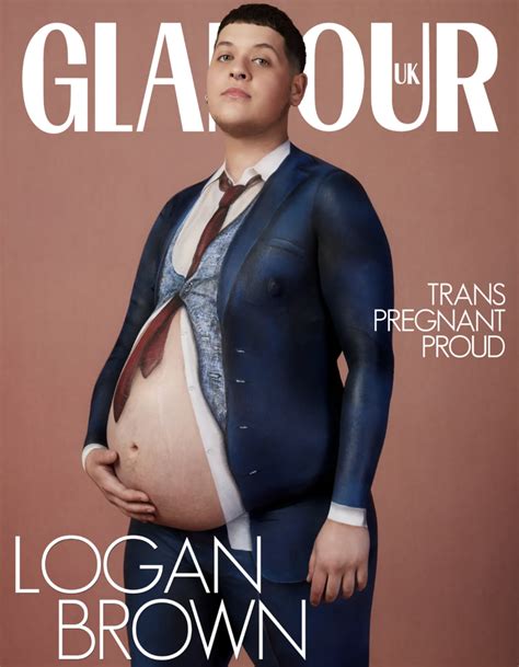 Fashion magazine cover featuring pregnant transgender man Logan Brown ...