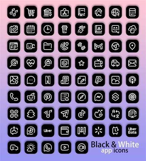 Free Black and White App Icons iPhone - Aesthetic Black App Icons iOS 14