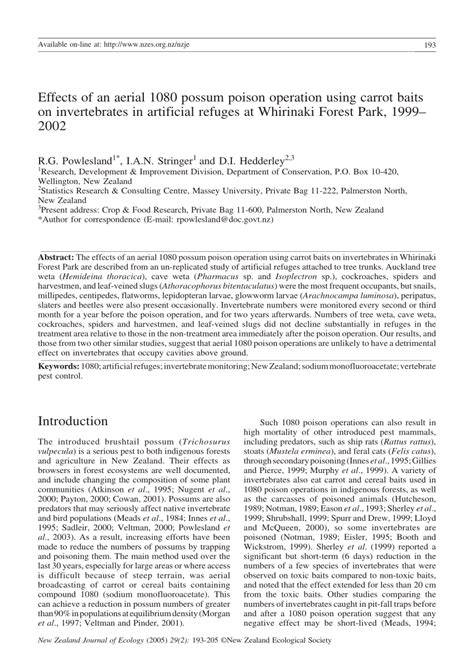 (PDF) Effects of an aerial 1080 possum poison operation using carrot ...