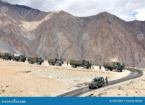 Indian Army Convoy of Trucks Editorial Photography - Image of barren ...