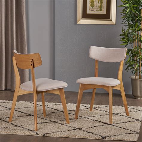 Noble House Abigail Mid Century Modern Dining Chairs with Natural Oak ...