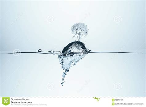 Ice Cube in Water with Splash Stock Photo - Image of clear, white ...