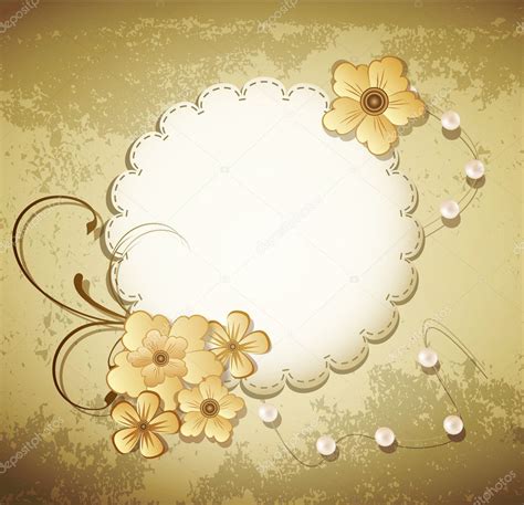 Vector grunge, vintage background with a greeting card, pearls, — Stock ...