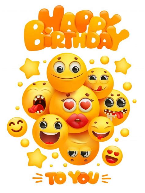 Premium Vector | Happy birthday greeting card template with group of ...