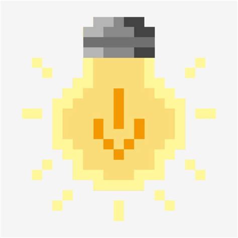 an image of a pixellated light bulb with a smile on it's face