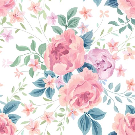 Floral seamless pattern. Flower rose white background. Flourish ...