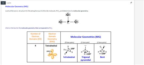 Solved 13 1 point Molecular Geometry (MG) Look at the Lewis | Chegg.com