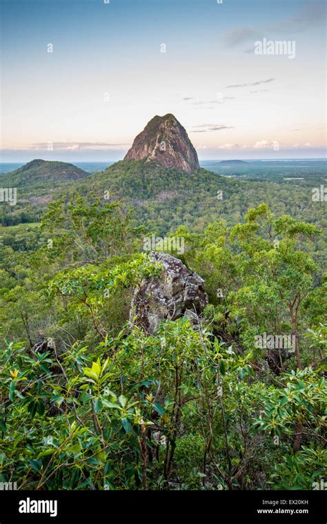 mountain with rock formation in foreground Stock Photo - Alamy