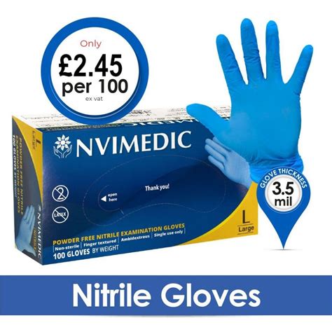 NVIMEDIC Blue Nitrile Gloves - Powder Free - Butchers Gloves from Easy ...