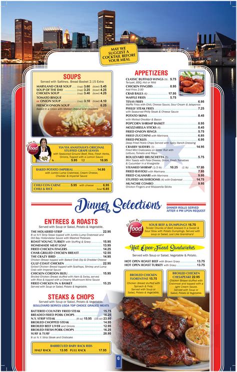 Boulevard Diner menu in Dundalk, Maryland, USA