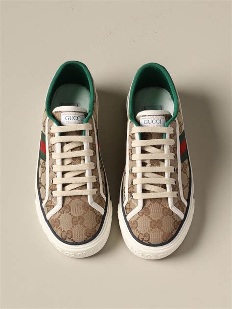 GUCCI: Tennis 1977 sneakers with Web band | Sneakers Gucci Women Beige ...