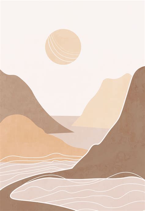 Abstract landscape terracotta bohemian printable wall art | Minimalist ...