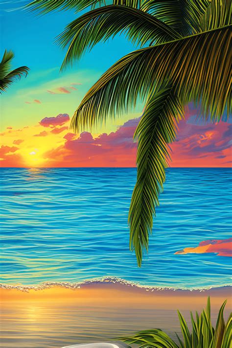 Caribbean Cruise Ship Sunset Beach Scene Graphic · Creative Fabrica