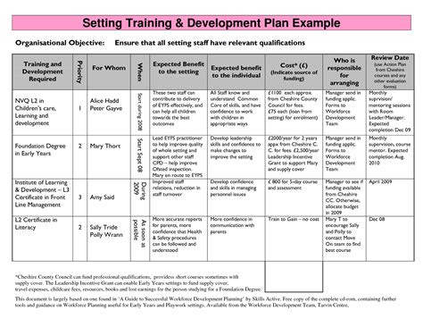 Professional Development Training Plan Template