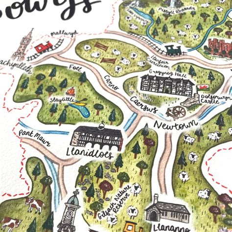 Powys Map Print Map of Powys Mid Wales Map Powys Art - Etsy