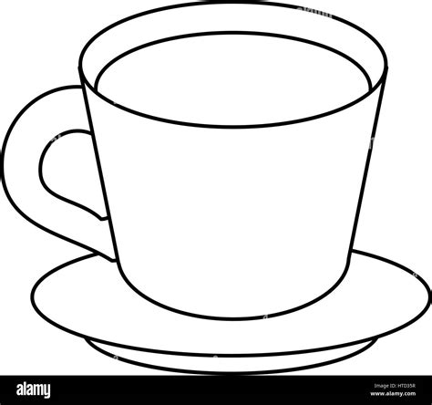 coffee cup plate thin line Stock Vector Image & Art - Alamy