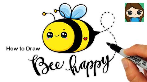 Cartoon Kawaii Cute Bee Drawing - img-willow