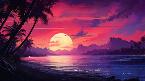 Sunset Beach Scenery 4K #8771m Wallpaper PC Desktop