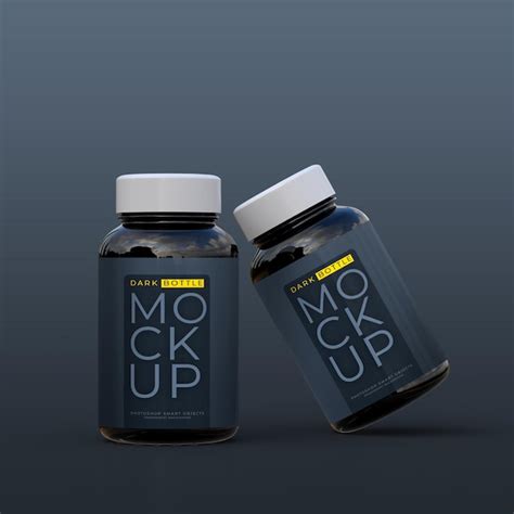 Premium PSD | Dark supplement or pill bottle label mockup