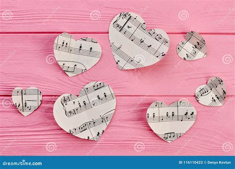 Valentines Day Background with Music Notes. Stock Image - Image of love ...