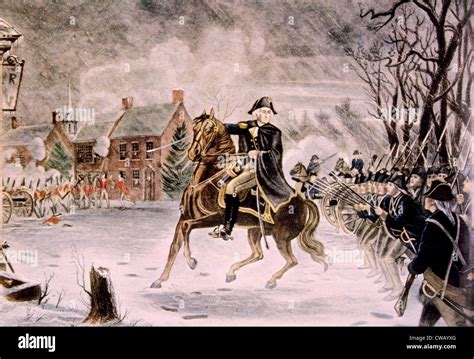 The Battle of Trenton, General George Washington on horseback, December ...