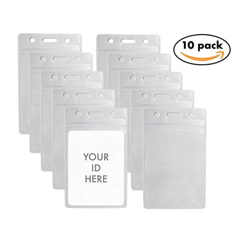 10pack Vertical PVC ID Card Badge Holder - Waterproof and Resealable ...