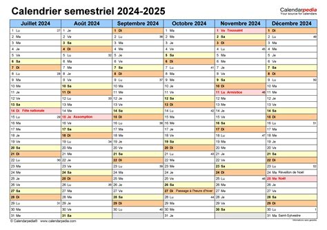 Calendrier A Imprimer 2024 Semestriel - Jeane Lorelle