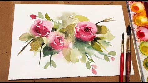 Watercolor Painting for Beginners Loose Rose Floral/ Real Time Tutorial ...