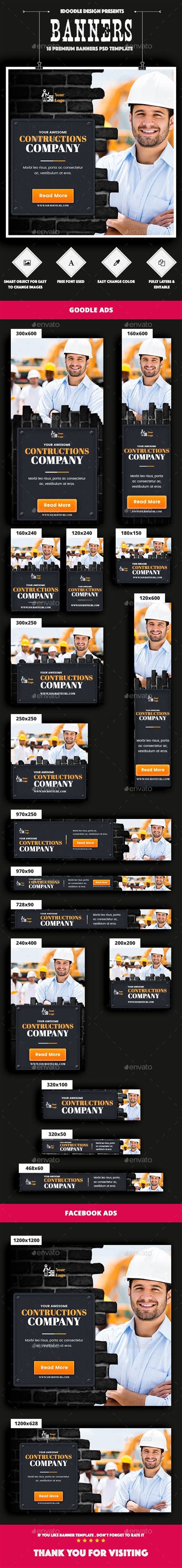 Construction Banners Ads | Banner ads, Banner advertising, Multipurpose ...