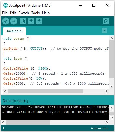 Blinking an LED - JavaTpoint