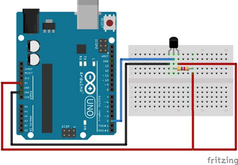 DS18B20 Temperature Sensor with Arduino Schematic Diagram (normal mode ...