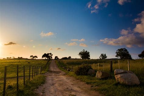 Dirt road, sunset, blue, nature HD wallpaper | Wallpaper Flare