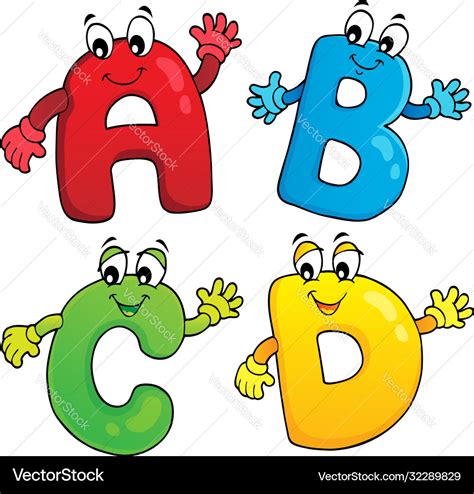 Cartoon abcd letters theme 2 Royalty Free Vector Image