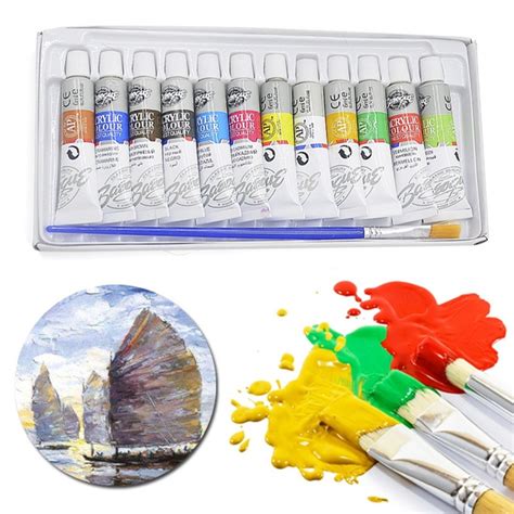 12 Color Acrylic Paint Set 6 ml Tubes Artist Draw Painting Pigment | Wish