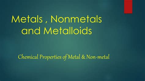 Chemical Properties of Metals and Non-metals