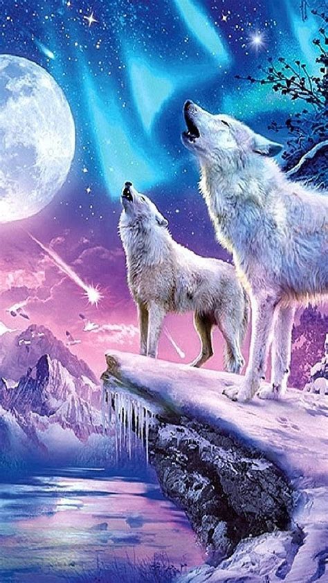 White Wolf Howling At The Moon Wallpaper