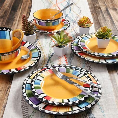 Gibson Home Fandango 16-Piece Dinnerware Set, Yellow - Walmart.com ...