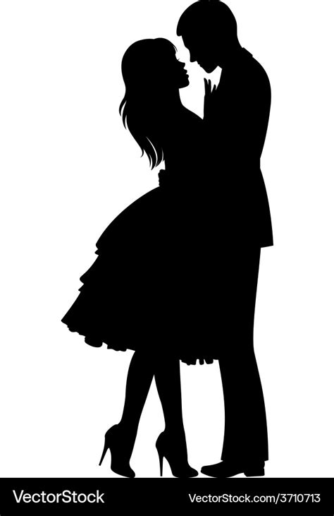 Silhouette loving couple hugging Royalty Free Vector Image