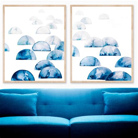 Set of 2 Blue Abstract Prints PRINTABLE DIGITAL DOWNLOAD | Etsy