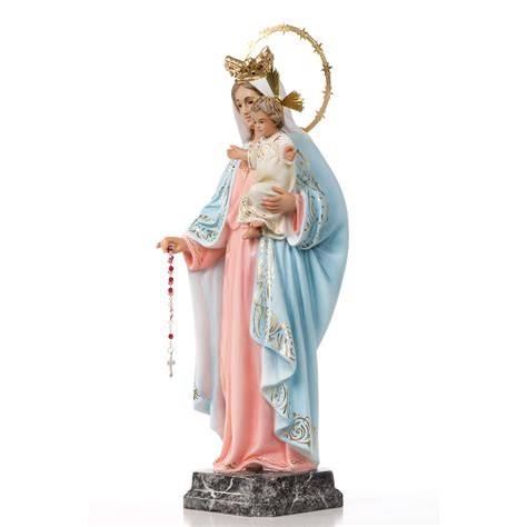 Our Lady of the Rosary statue 40cm, wood paste, elegant decorati ...