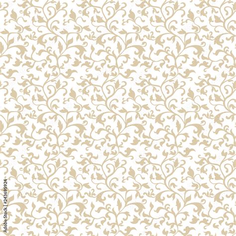 Floral Wallpaper Baroque, Seamless Vector White And Gold Royalty Free ...