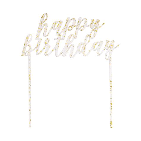 Gold Confetti Happy Birthday Cake Topper